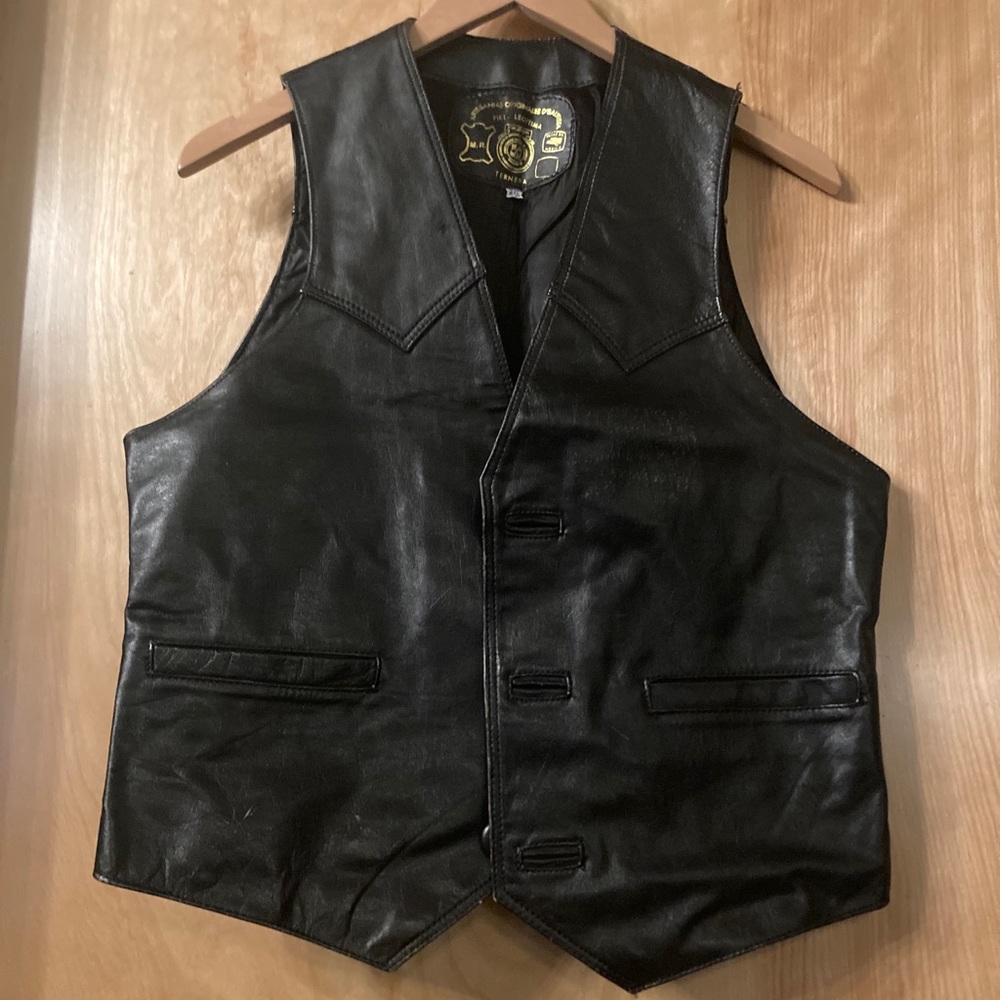 Vintage black leather vest